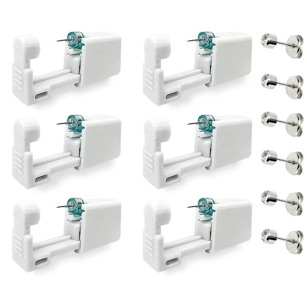 6 Pack Disposable Ear Piercing Kit Self Ear Piercing Gun with Earring Studs