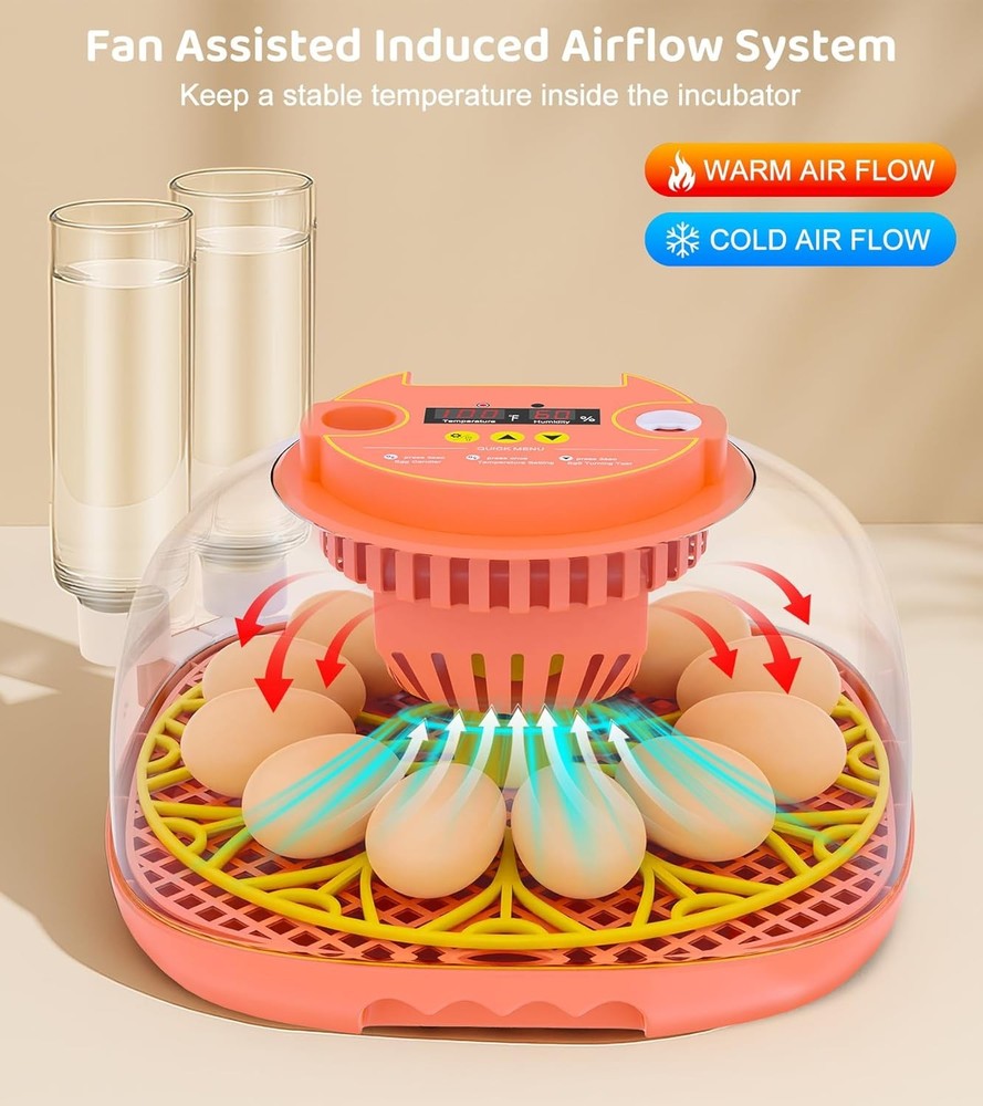 12 Egg Incubator Automatic Temperature Humidity Control Hatching Machine