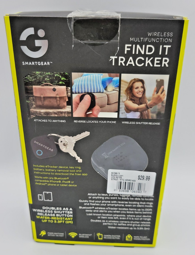SMARTGEAR WIRELESS FIND IT MULTIFUNCTION TRACKER NEW Open Box For KEYS