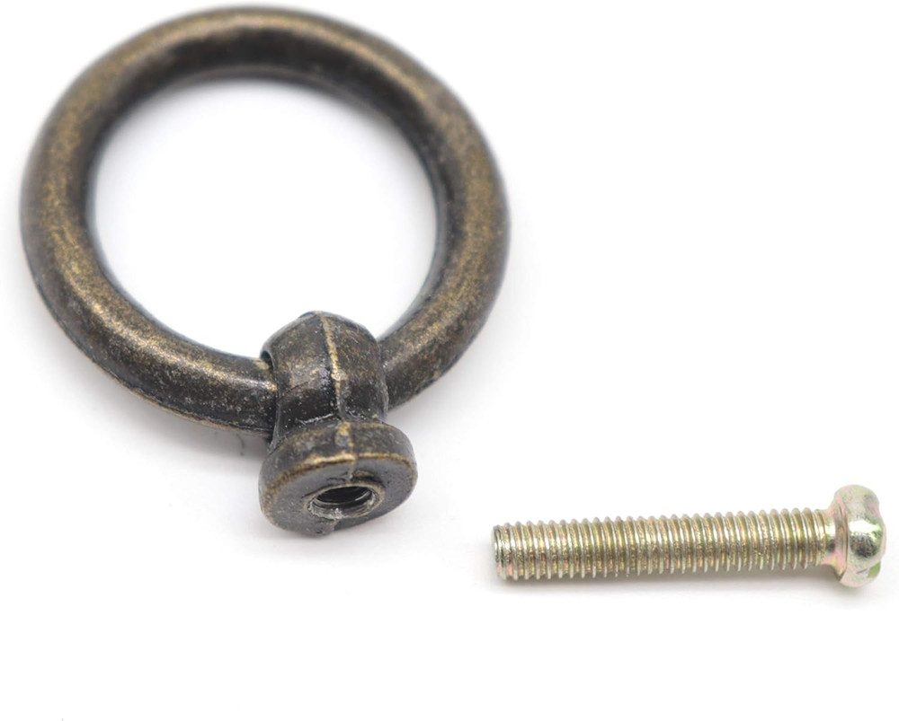 8Pcs Vintage Drop Ring Knobs Pulls for Dresser Drawer, Single Hole