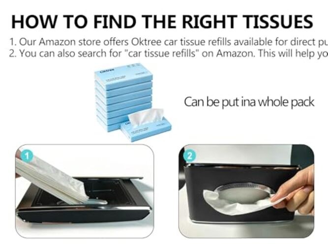 Leather Car Tissue Box for Car Interior, Multi-Function Tissue Black Hanging