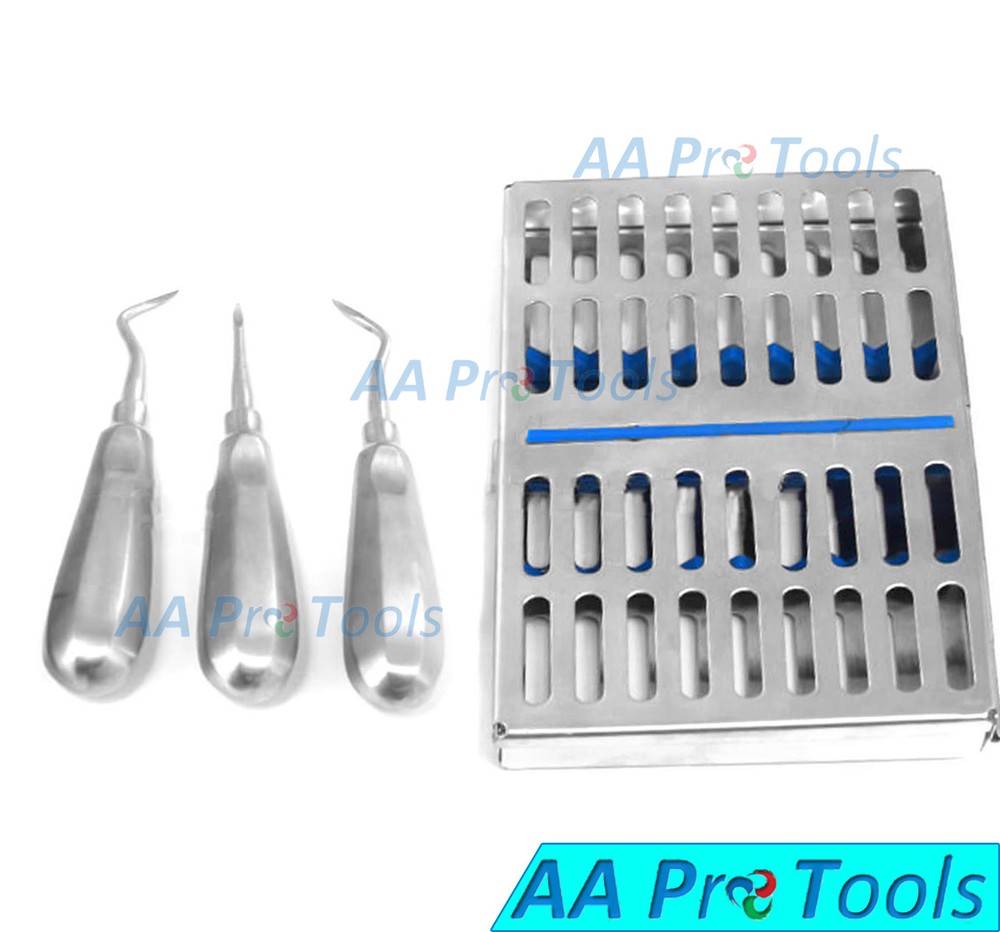 AA Pro: Heidbrink Root Elevators With Sterilization Cassette Set Stainless Steel