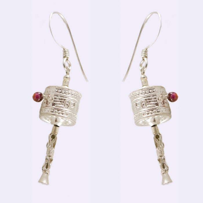 Silver Small Prayer Mills Earrings