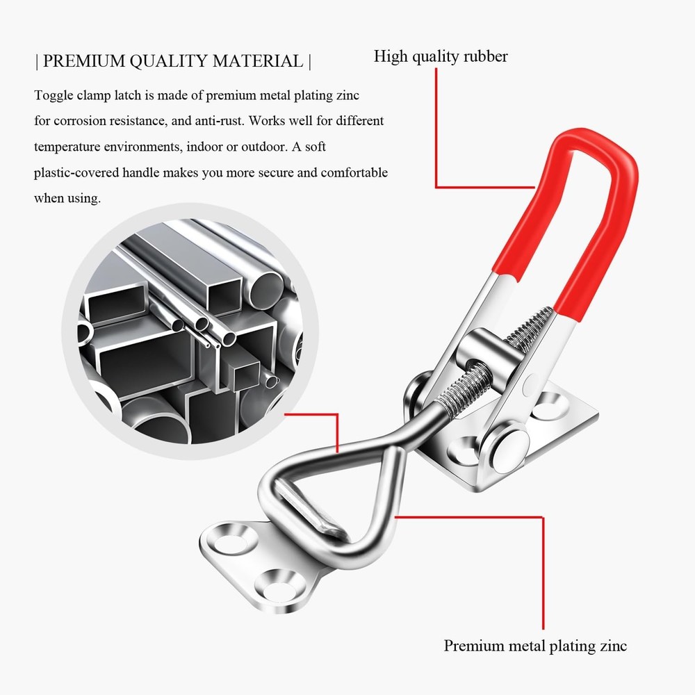 6 Pack Adjustable Toggle Latch Clamp 4001, Silver, 330Lbs Holding Silver