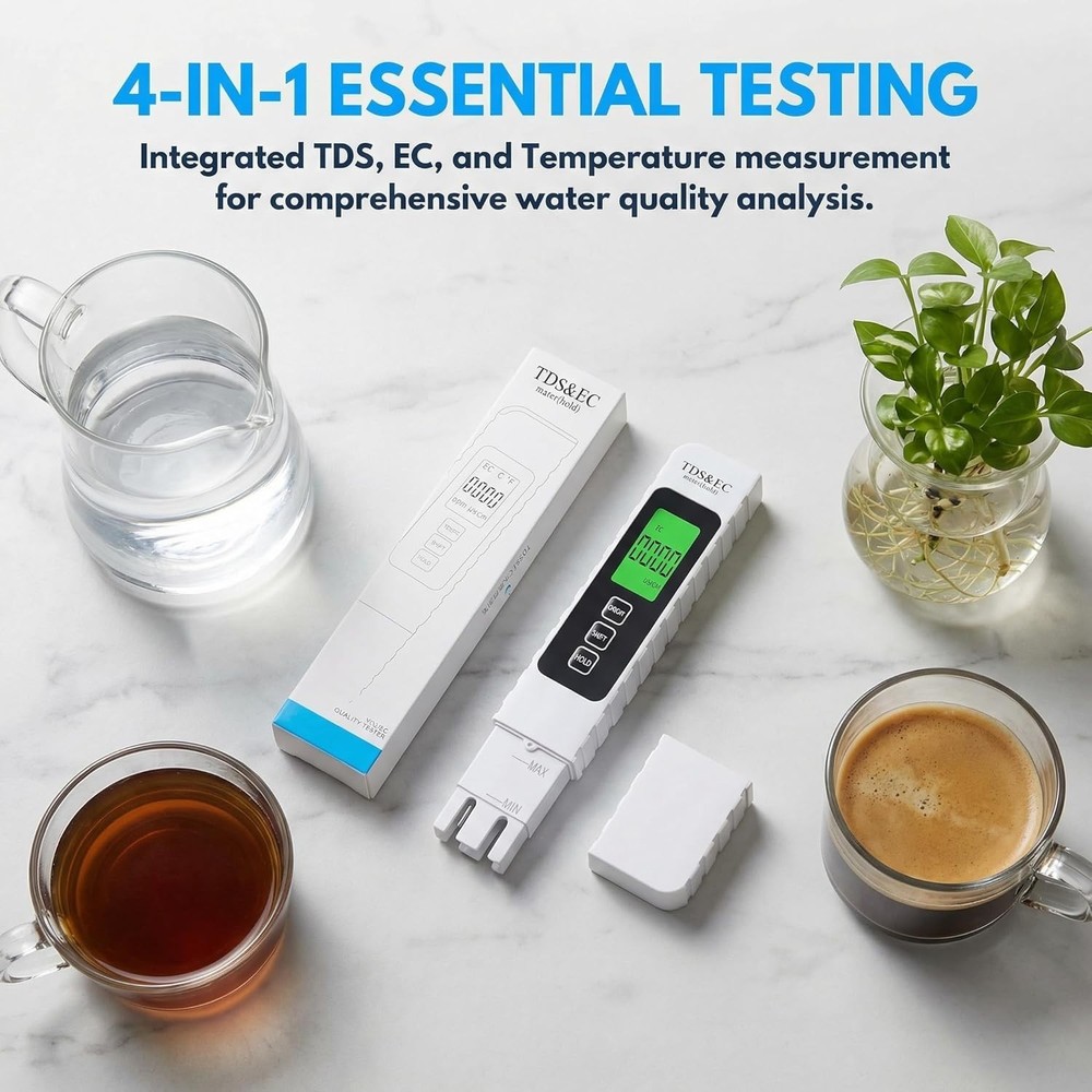 Precise 4-in-1 TDS Meter for Fast Water Quality Testing - Lightweight & Handy