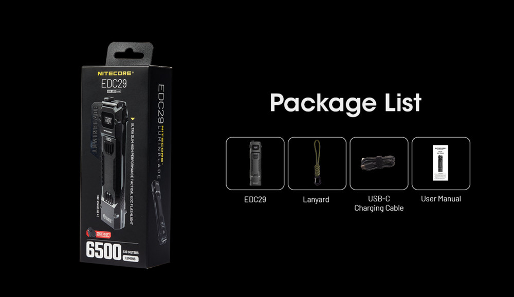 Nitecore EDC29 USB-C Charging 6500 Lumens LED Torch Flashlight