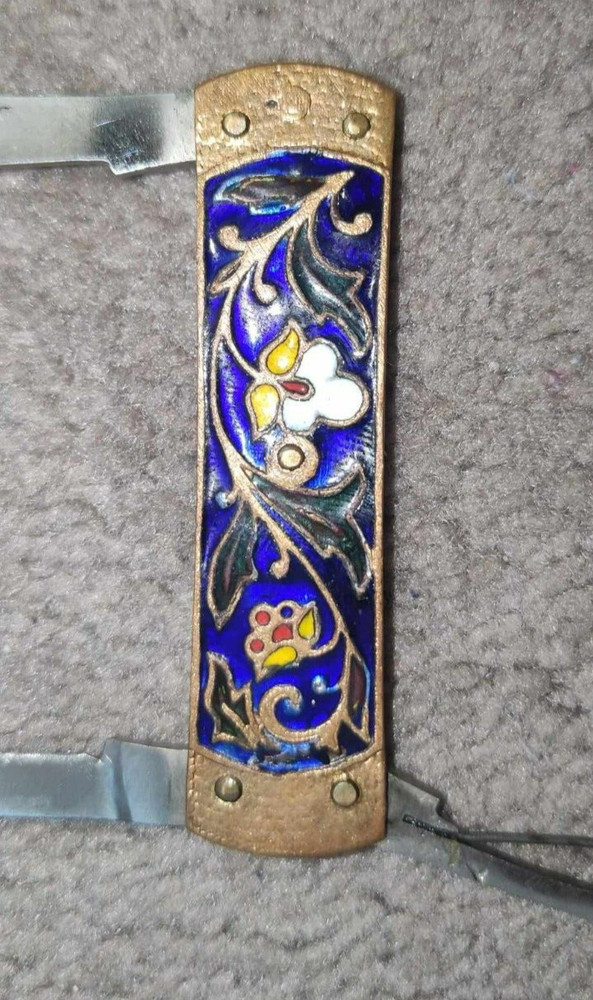 Folding pen knife, vintage USSR enamel