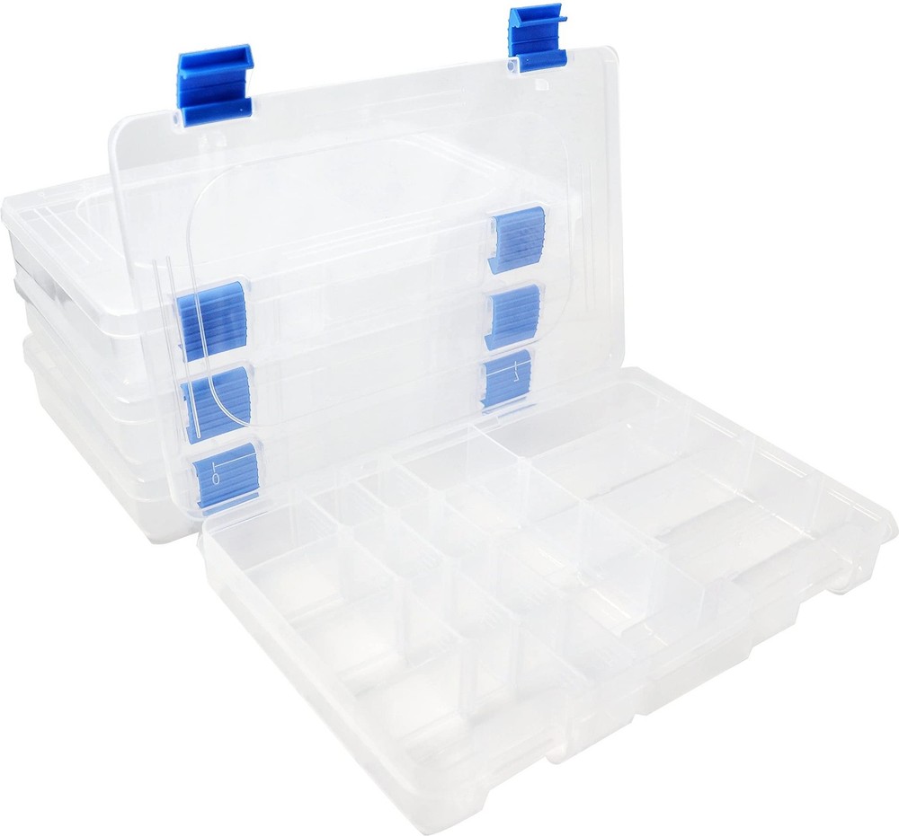 Medium Plastic Fishing Tackle Box Storage Organizer Box 3600 with Adjustable ...