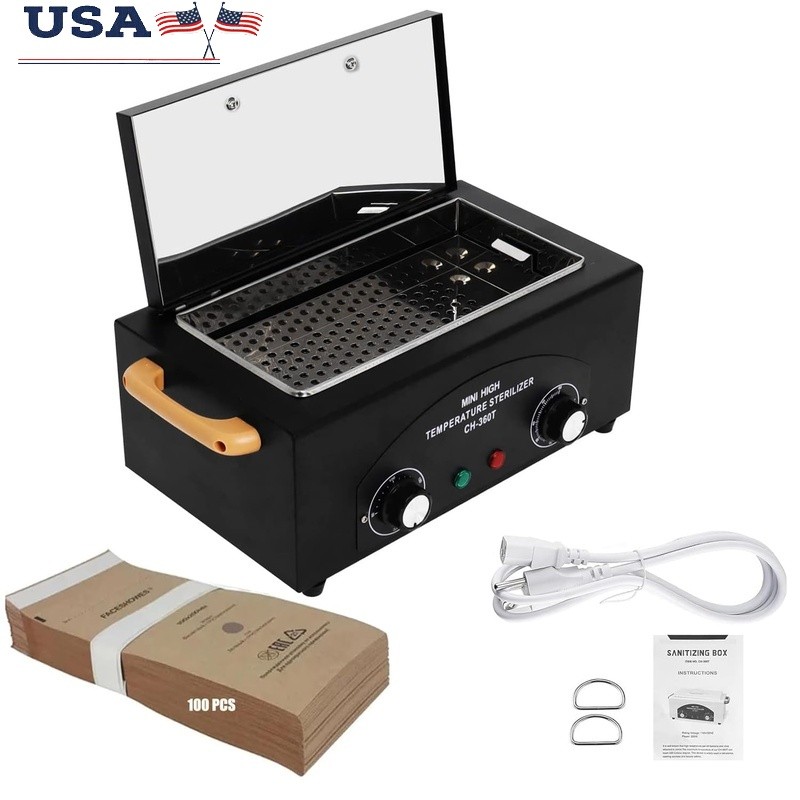 Stainless Steel Nail Tool Cleaner High Temperature Sterilizer W/ Timer New