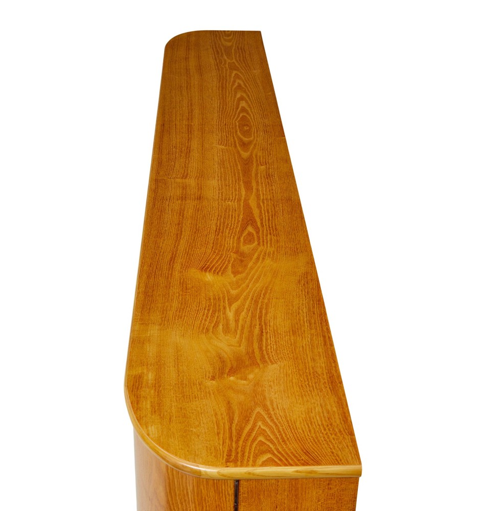 MID CENTURY SHAPED SCANDINAVIAN ELM LOW OPEN BOOKCASE