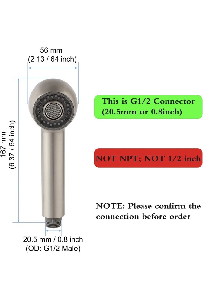 Brushed Nickel Kitchen Pull Out Sprayer Replacement Faucet Spout Spray Head BN