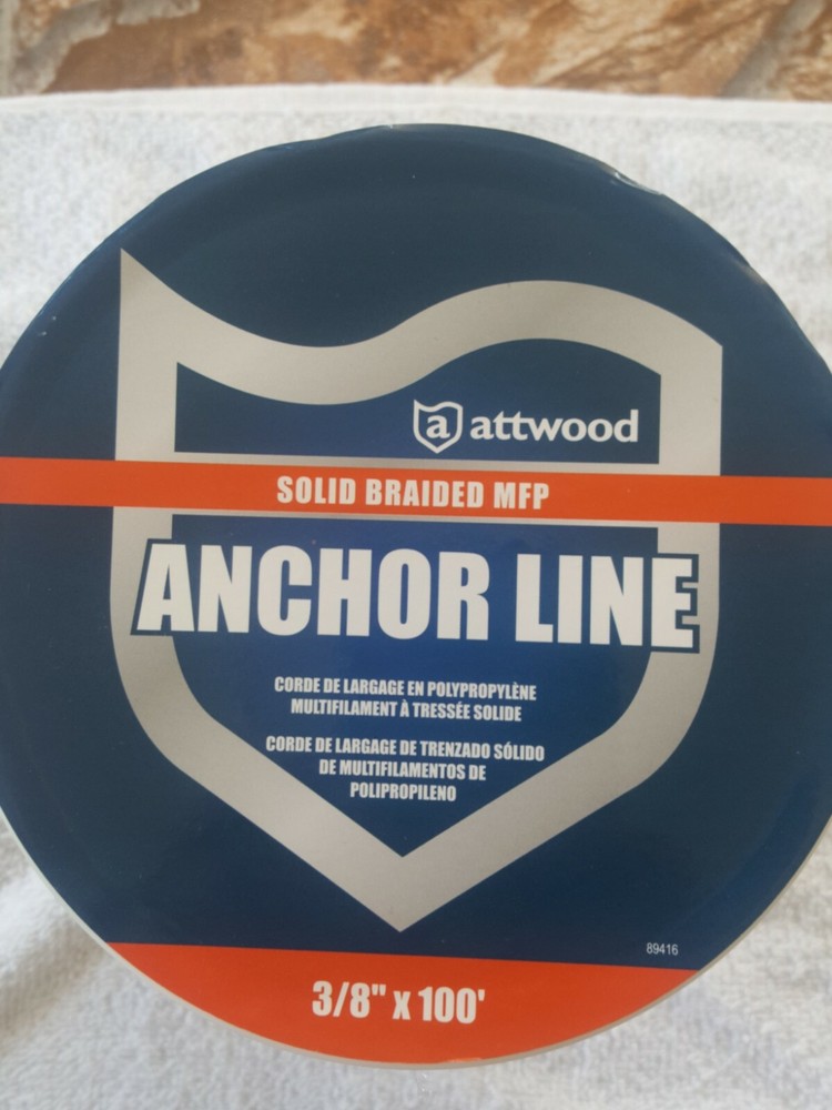 NEW Attwood 11724-1 3/8 x 100 Ft Solid Braid MFP Anchor Line with Thimble