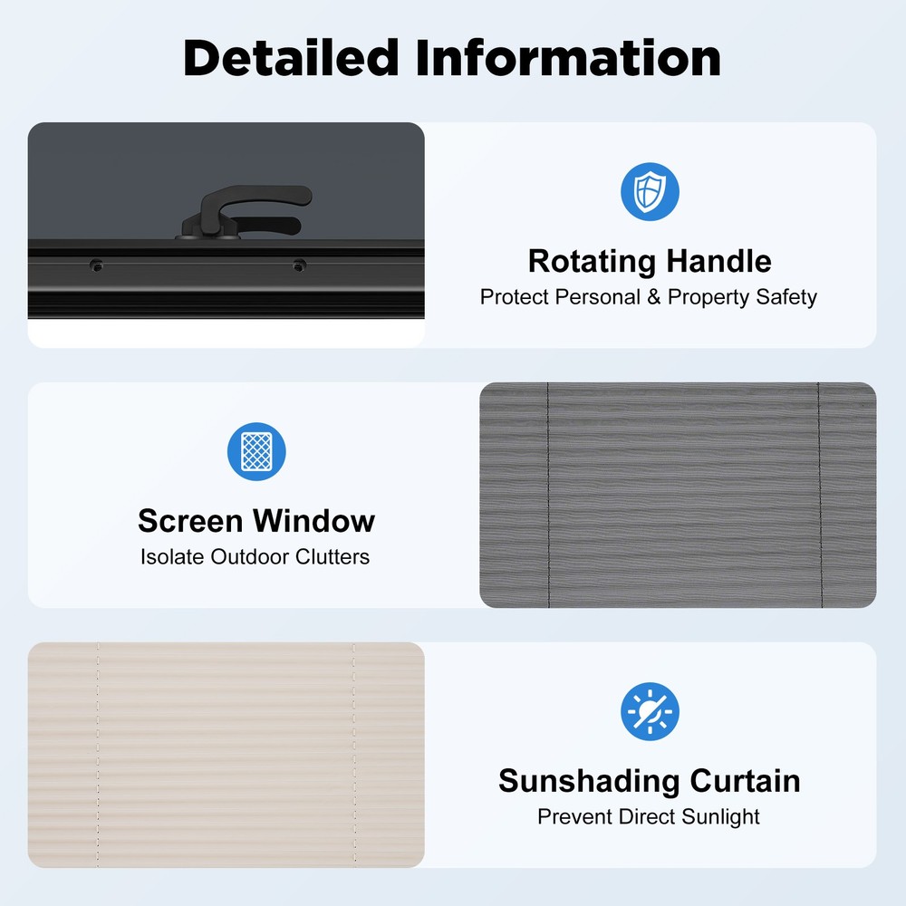 RV Caravan Camper Van Push Out Window Trailers Venting Window Rectangular 65°