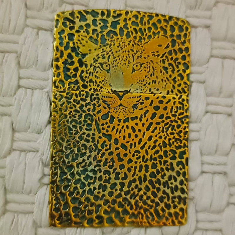 Brass Relief Leopard Lighter Decal DIY Kit (Lighter Not Included)