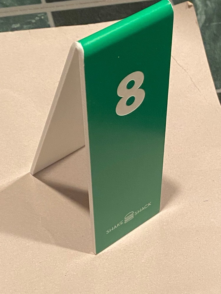 Shake Shack #8 Plastic Green Table Tent *Pre Owned* rrr1