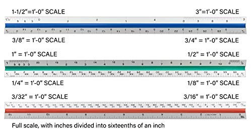 Nicunom 3 Pack Architectural Scale Ruler, 12" Triangular Architect Sca