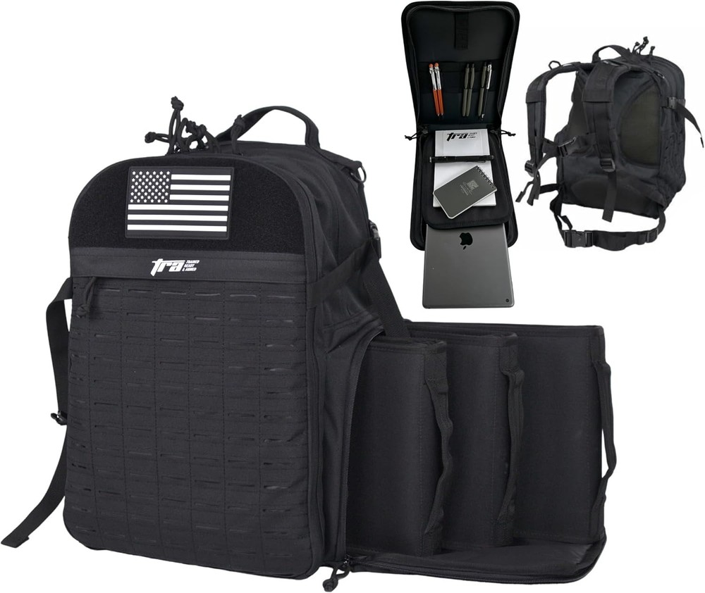TRA Tactical Range Bag with 3 Pistol Cases - Black