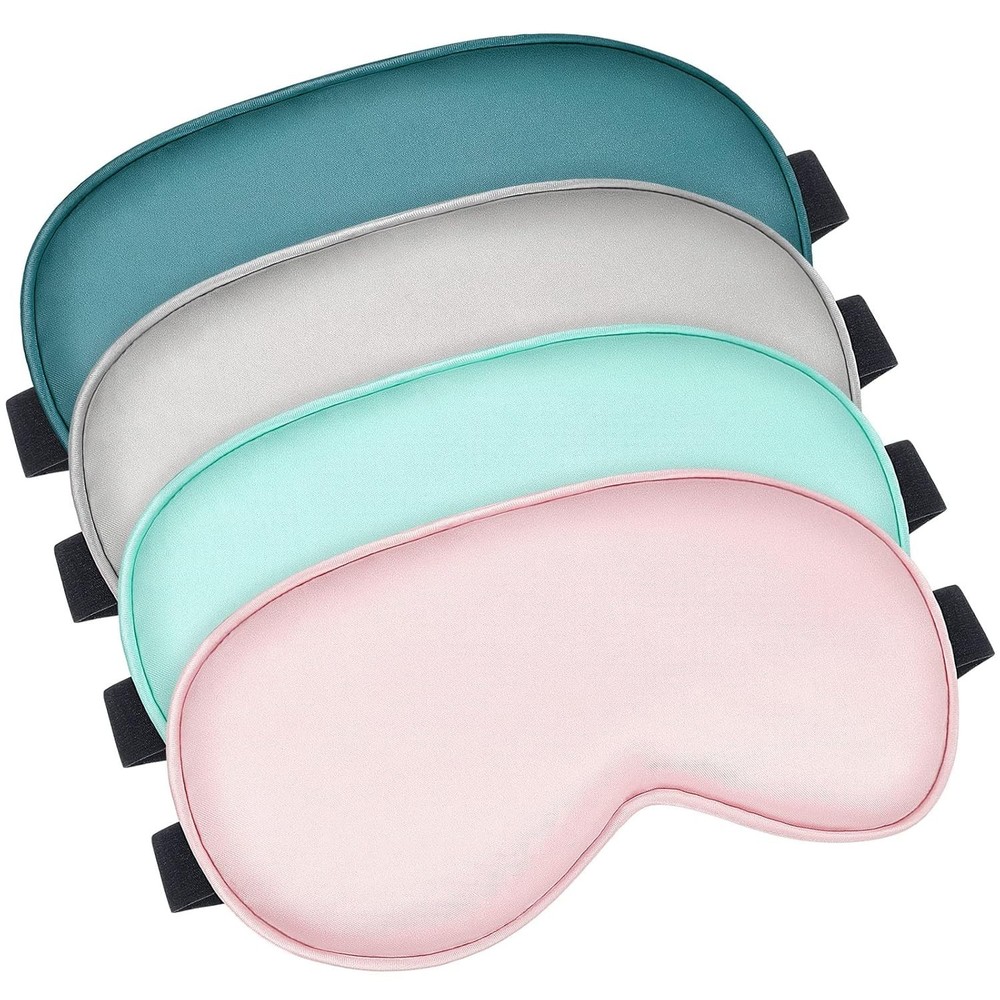 Silk Eye Masks for Ultimate Comfort - Adjustable Light Blocking Covers, 4 Pack