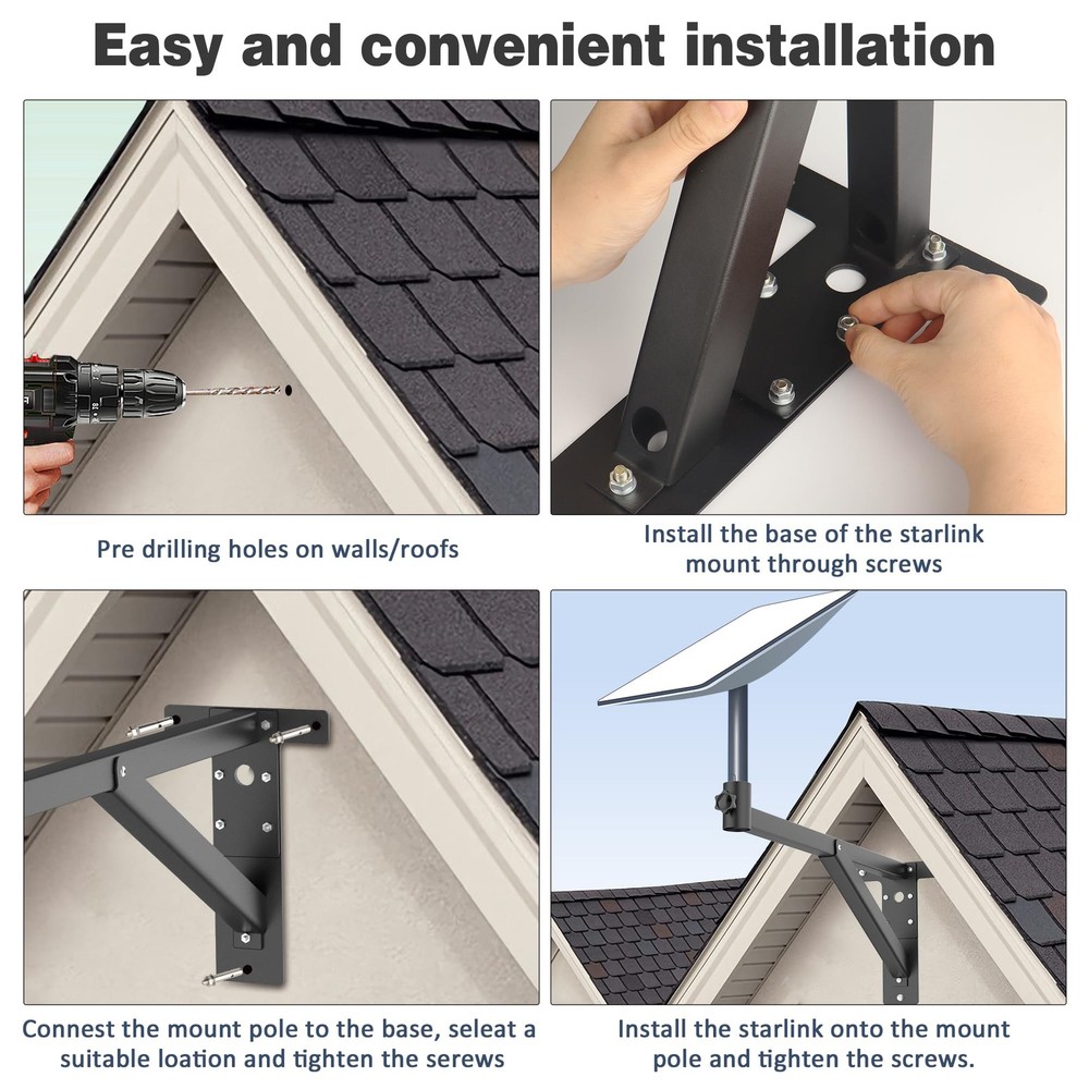 Starlink Long Wall Mount - Thickened Mounting Pole Kit for V2 Starlink Intern...