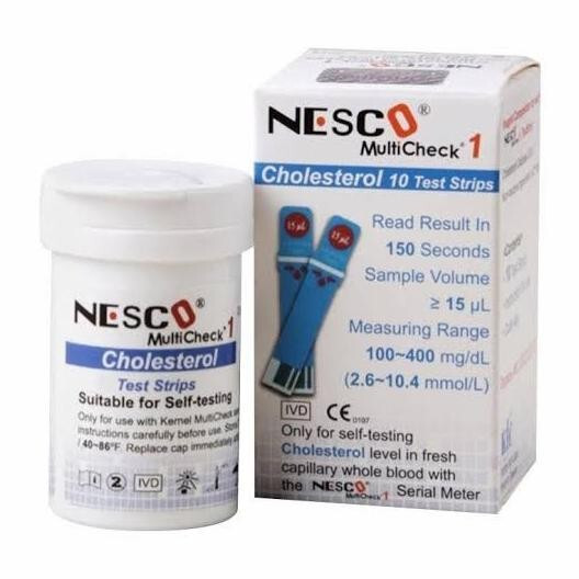 1 Box(10 Strips) NESCO MultiCheck Blood Cholesterol Test Strips