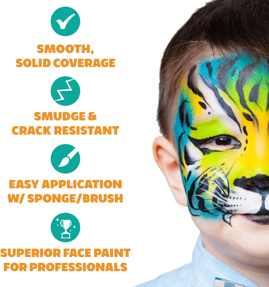 Black and White Face Paint Set - Water Activated Professional Makeup, Combo Pack