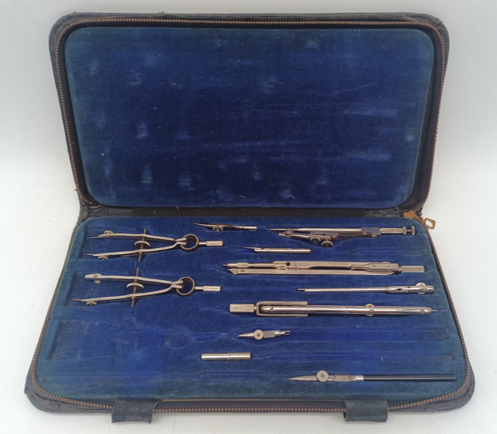Vintage Schneider Drafting Set  Germany Not Complete - Comes with leather case