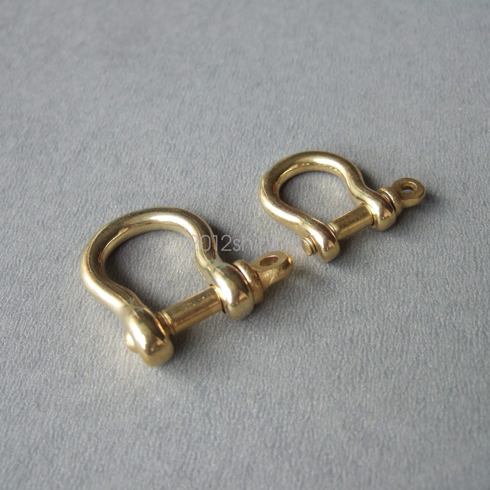 Solid Brass Bow Shackle Joint Connect  D Ring Key Chain Hook Size L/S