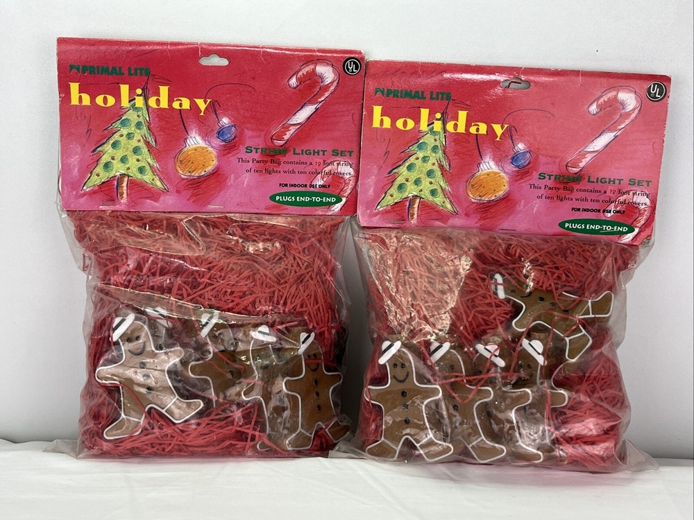 2 Sets NIP Primal Lite Holiday String Lights Gingerbread Man