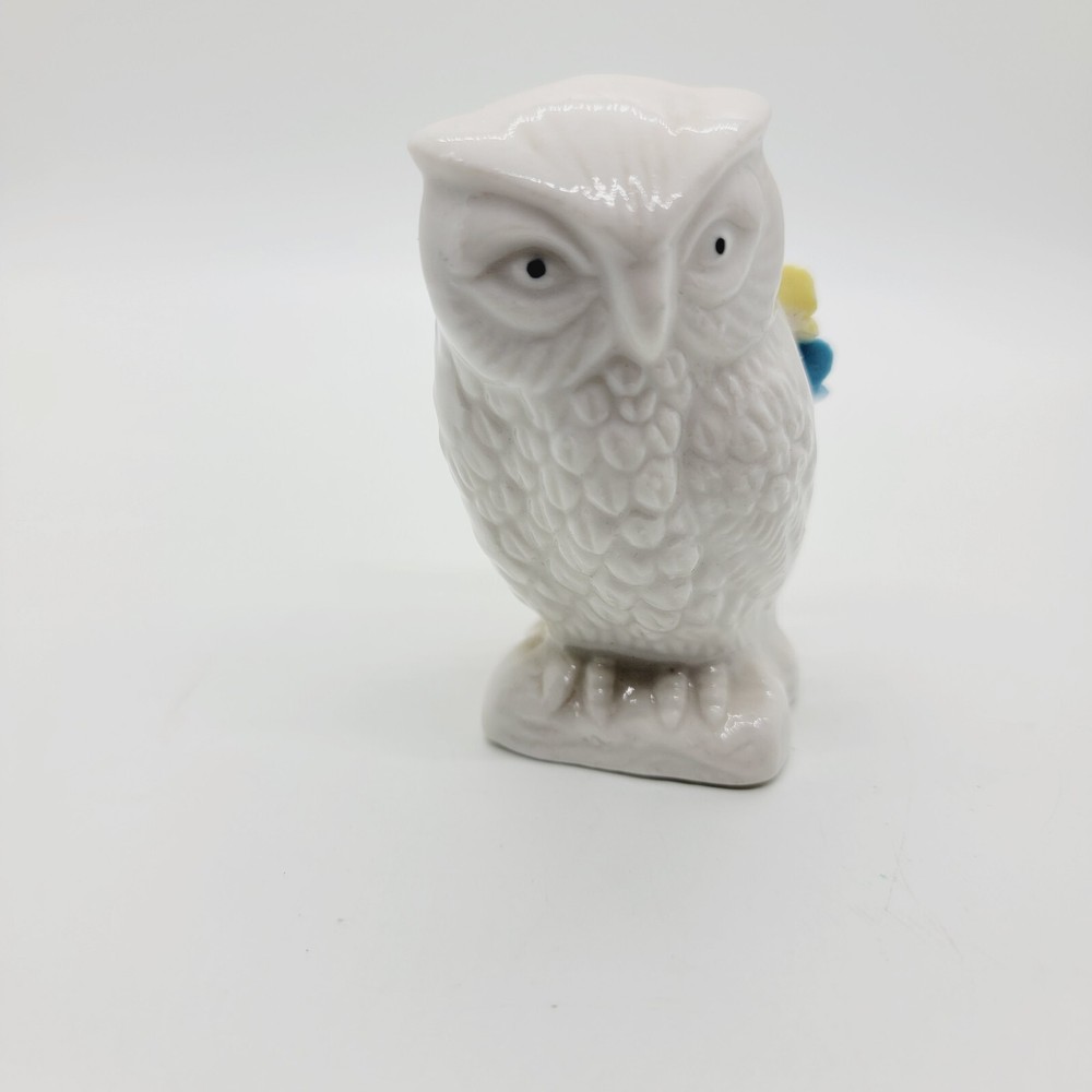 Vintage Ceramic Owl Pin Cushion Figurine