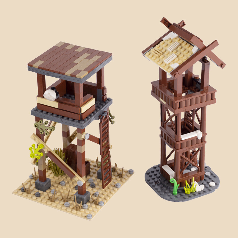 MOC Medieval Castle Siege Warfare Tower Model Building Blocks Set Bricks Toys