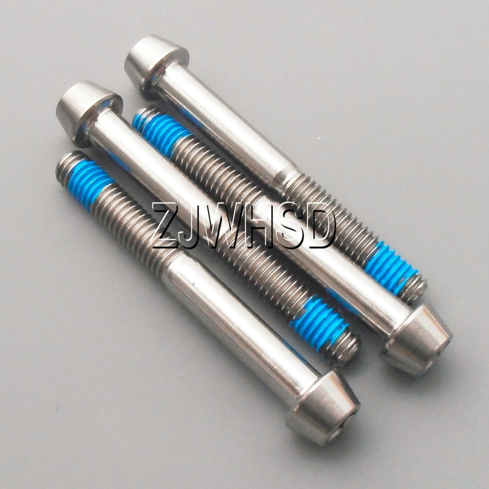 4pcs M6 x 50 Ti Titanium Screw Bolt Allen hex Taper Socket Cap Head+ThreadLocker