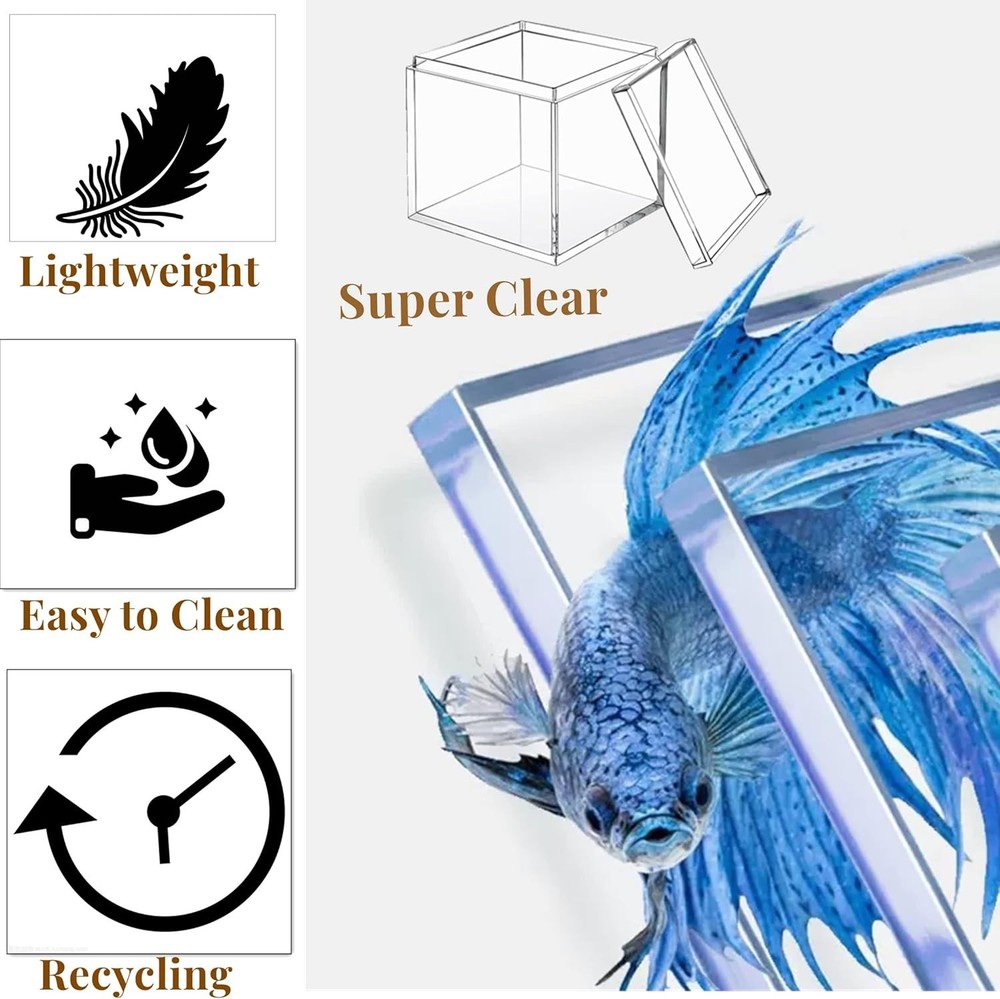 Small Acrylic Box Clear Display Case Plastic Square Cube 2 Packs Candy Box wi...