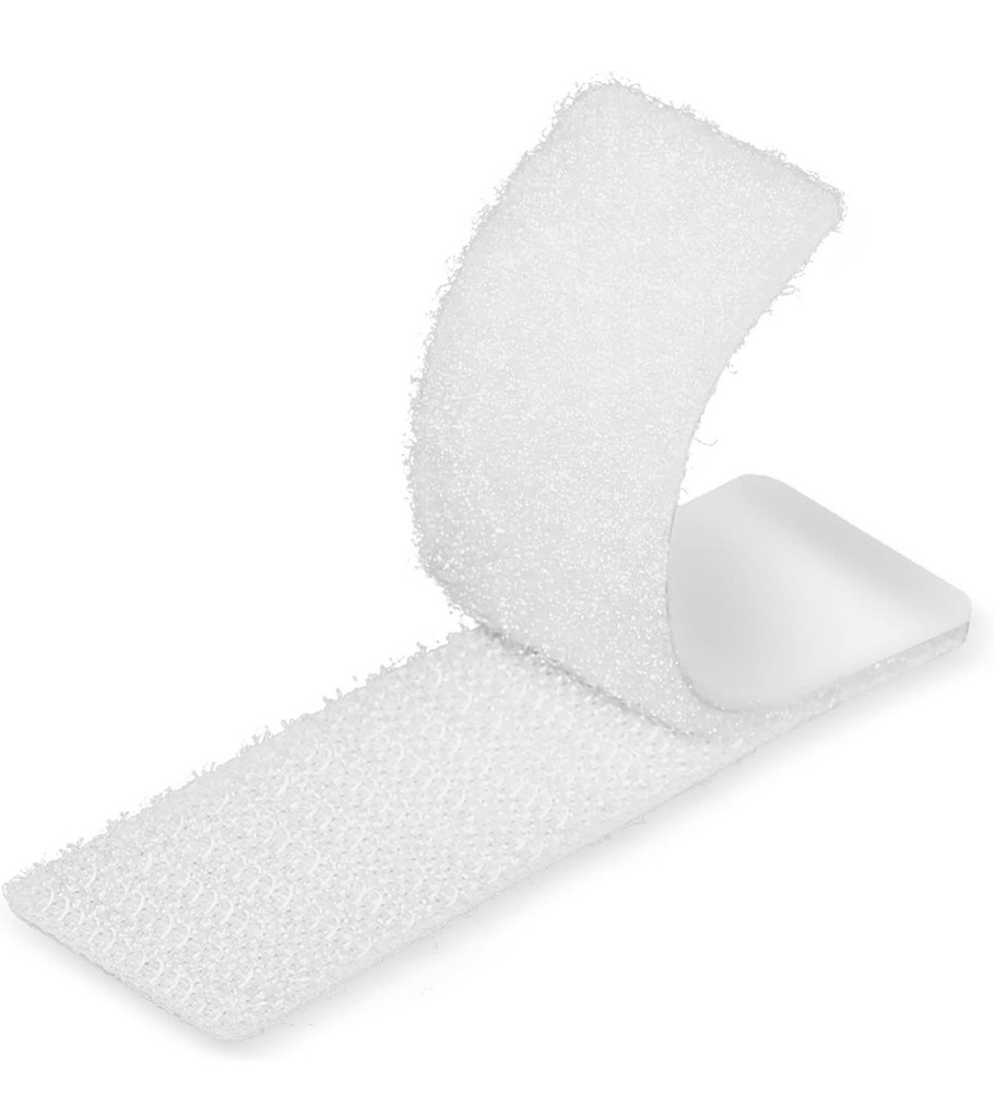 White Strips with Adhesive 15 Sets 1" x 4" w/ Hook & Loop Double Sided - A0196