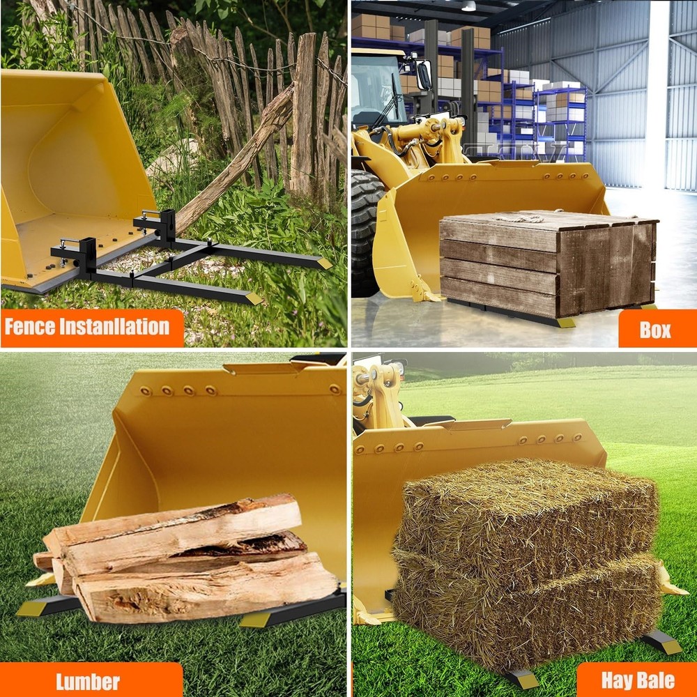 Pallet Forks 43" 2000 Lbs Max, Heavy Duty Heavy Duty Front Loader Forks, New