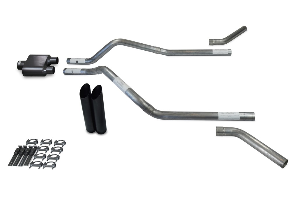 GMC Jimmy 95-99 2.5" Dual Exhaust Kits 1 Chamber Black Tips Corner Exit