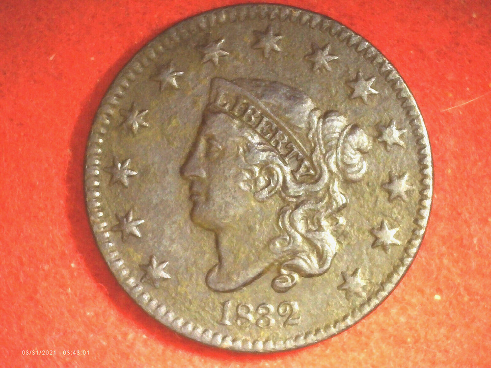 1832 Coronet Head Large Cent Medium Letters