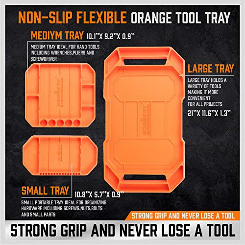 HORUSDY 3PC Large Non-Slip Flexible Tool Tray | Tool Organizer | Tool Storage |