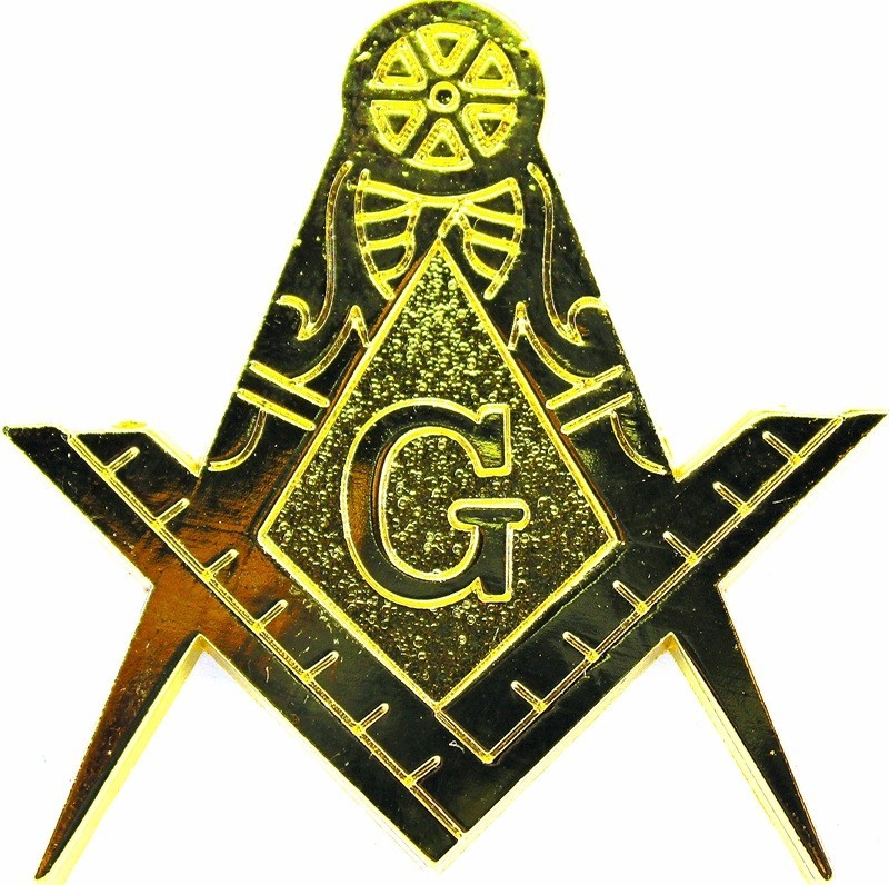 MASONIC EXTRA LARGE Compass & Square GOLDEN Lapel Pin