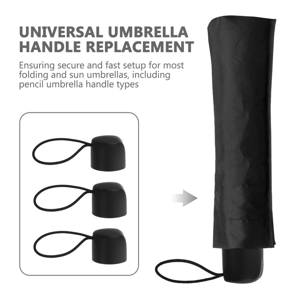 3 PCS Umbrella End Cap with Strap Grip Sleeve Matte Handle Replacement