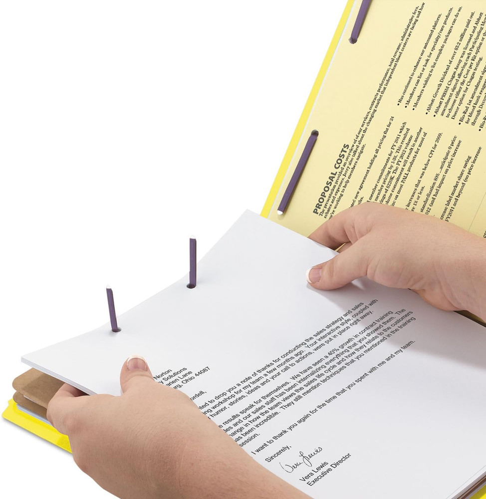 Pressboard Classification File Folder with Safeshield Fasteners, 2 Pocket Divide