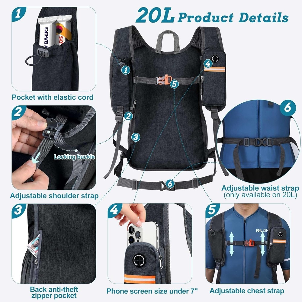 20L Small Hiking Backpack for Men Women Foldable Packable Back Pack Ultraligh...