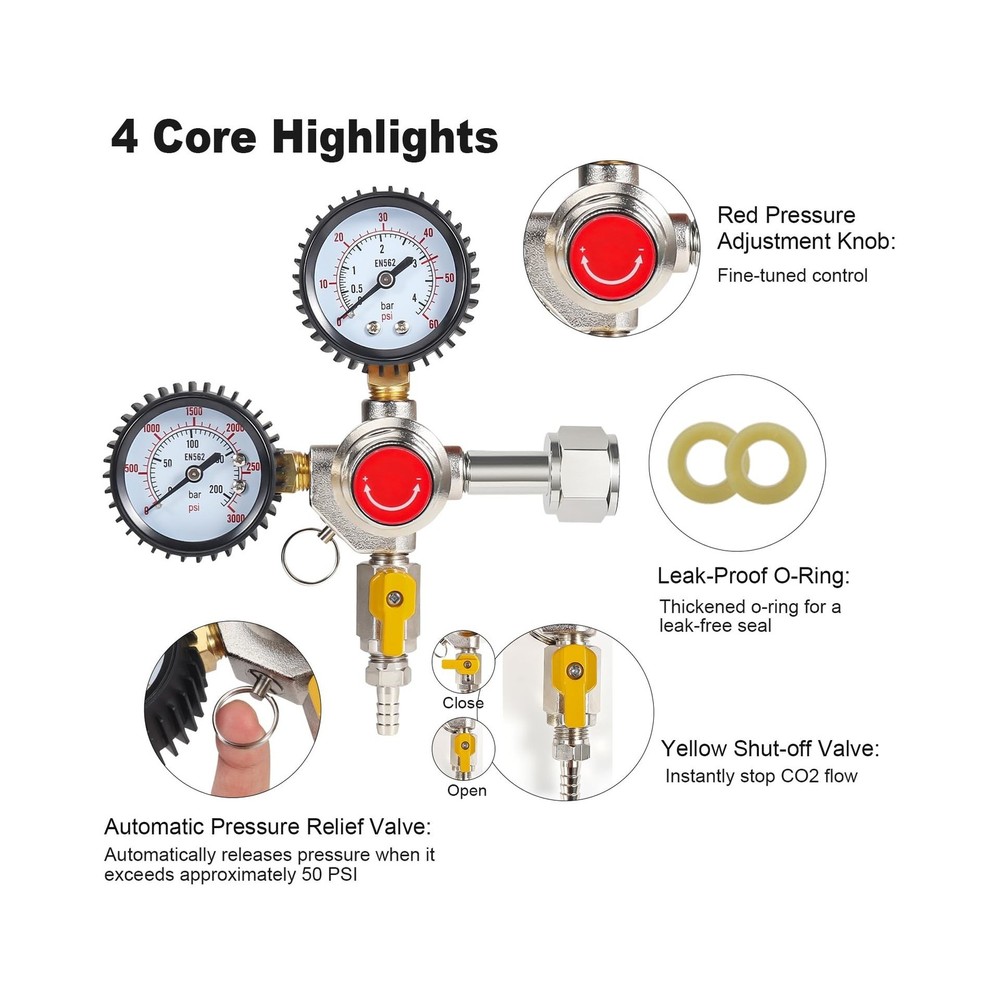 Co2 Regulator for Kegerator - CGA320 Draft Beer Regulator Kegerator Regulator...