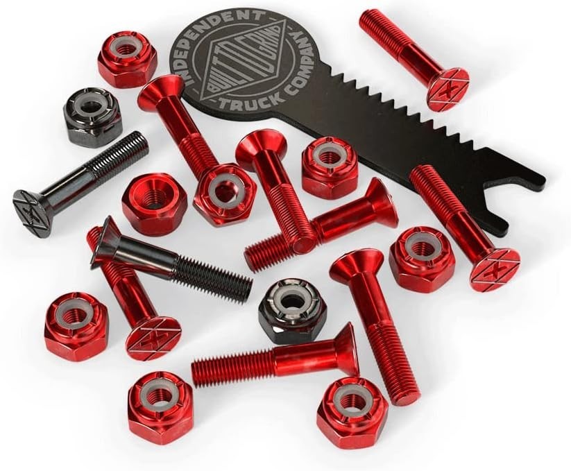 Skateboard Hardware 1" Phillips Red/Black Mounting Bolts with Tool