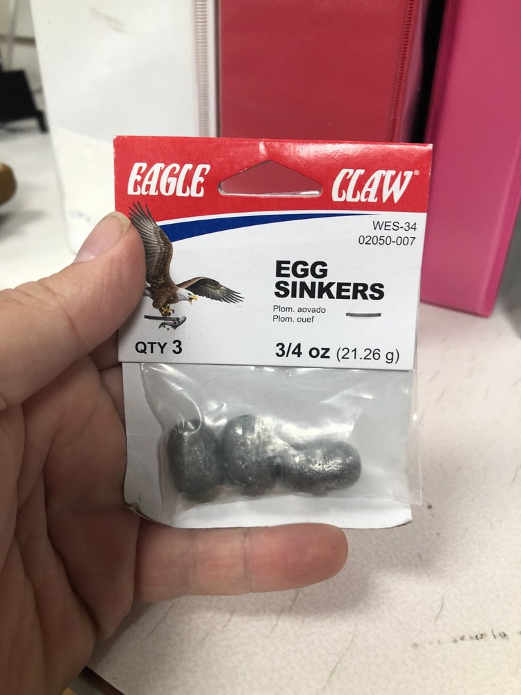 Eagle Claw Egg Sinkers - 3/4 Oz Lead Weights (3 Per Pack)