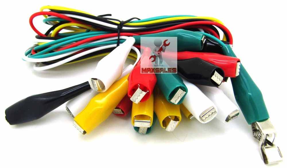10PC Multimeter Electrical Multicolor Alligator Clips Test Lead Cables 34" Long