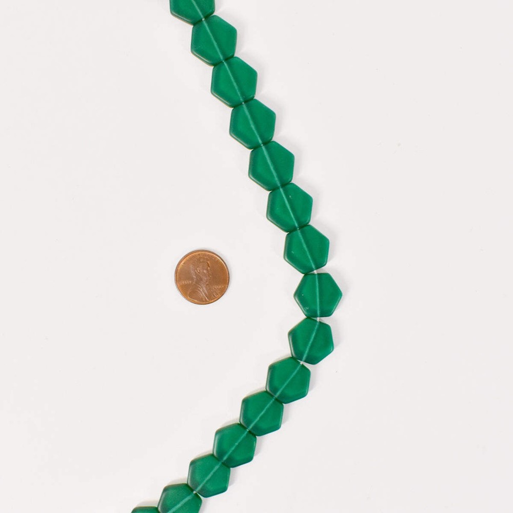Green Czech Hexagonal Beads