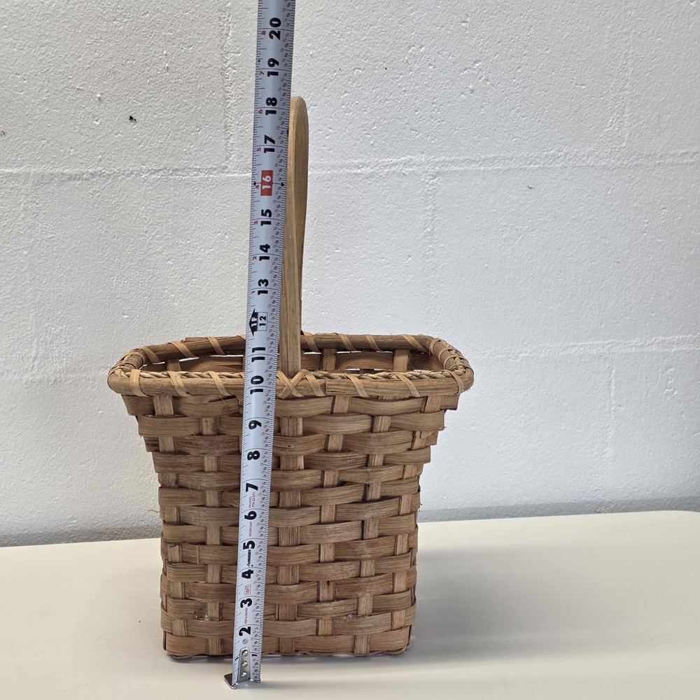 Woven Wood Basket with Handle – Rectangular Rustic Decorative Basket