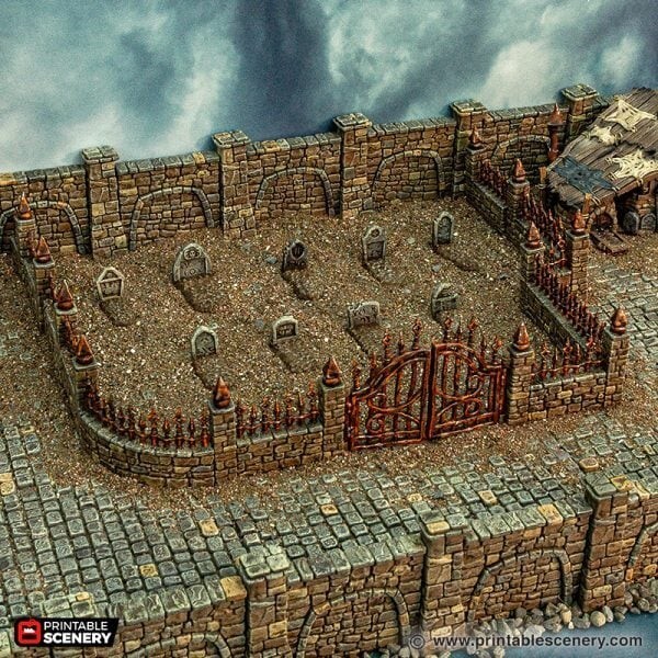 OpenLock Graveyard Corpses, Crypts 3D Printed Tabletop Terrain DND (32mm)