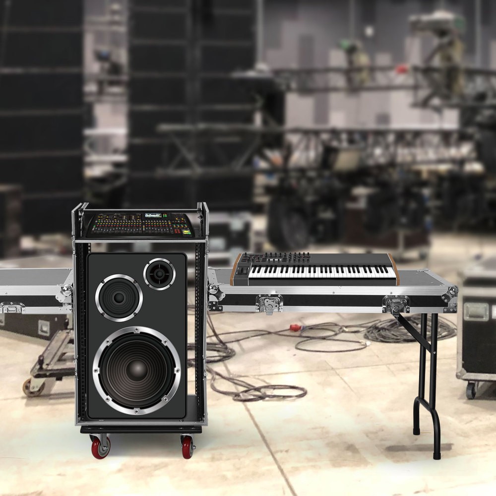 16U DJ Road Case Flight Case Tilted Mixer Stand & Work Table,Studio Rack Cabinet