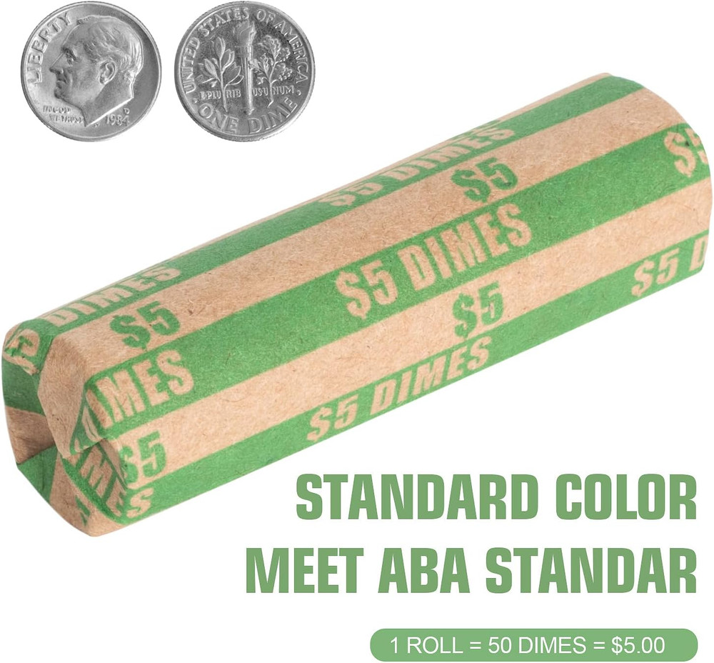 Dime Coin Wrappers Dimes Only Flat Dime Rolls 110 PCS